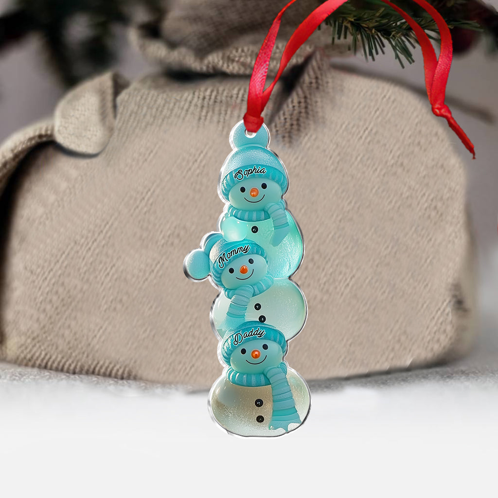 Merry Christmas Snowman Family - Personalized Family Ornament