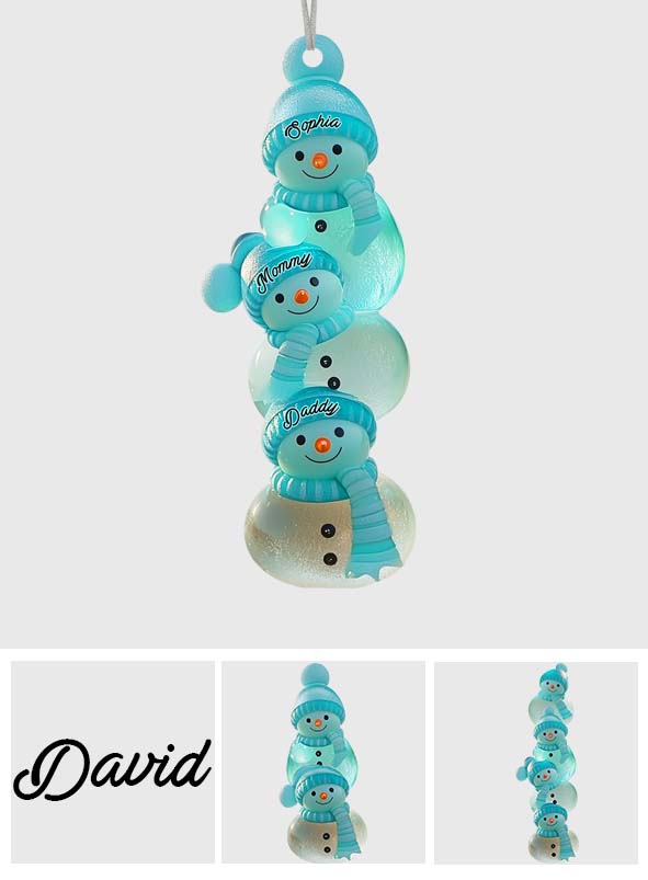 Merry Christmas Snowman Family - Personalized Family Ornament