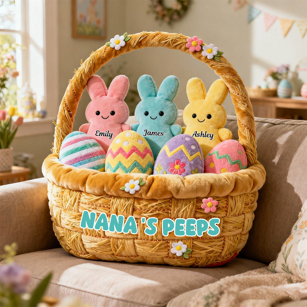 Grandma's Peep Gift For Mom, Grandma - Personalized Grandma Faux Fur Shaped Pillow