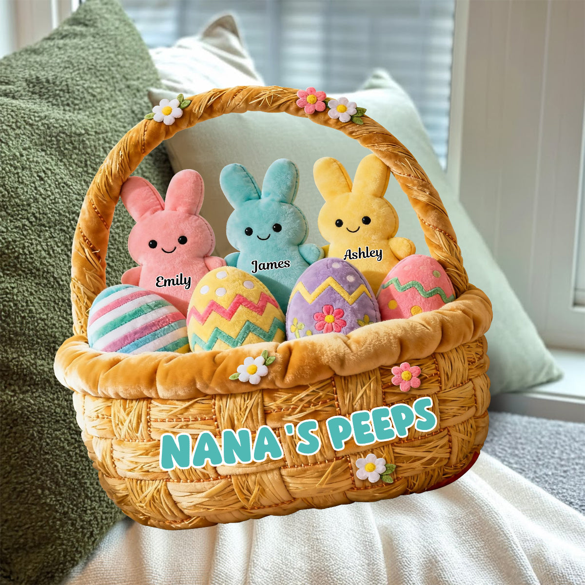Grandma's Peep Gift For Mom, Grandma - Personalized Grandma Faux Fur Shaped Pillow
