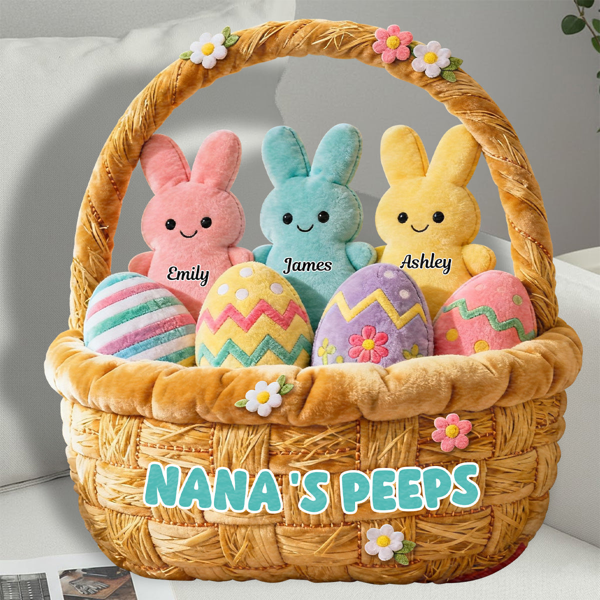 Grandma's Peep Gift For Mom, Grandma - Personalized Grandma Faux Fur Shaped Pillow