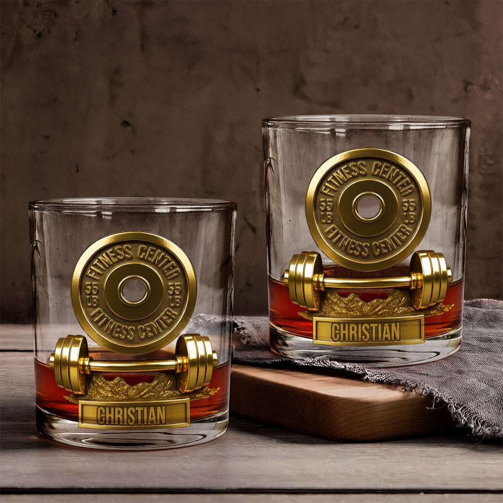 No Pain No Gain - Personalized Fitness Whiskey Glass