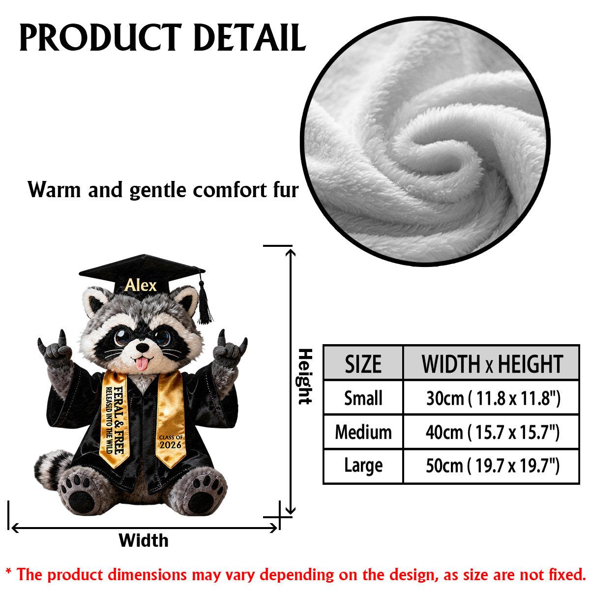 Graduation Raccoon - Personalized Graduation Premium Faux Fur Pillow