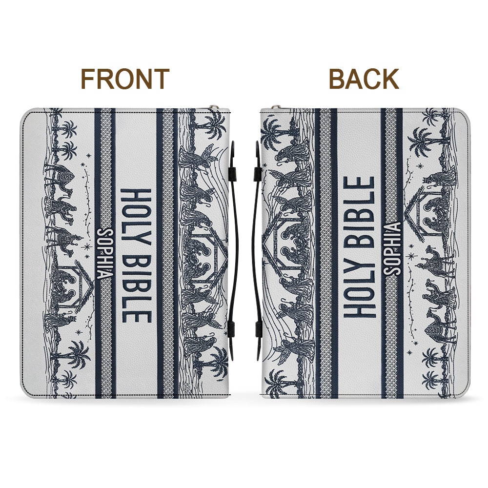 Nativity Scene - Personalized Christian Leather Bible Cover Bag