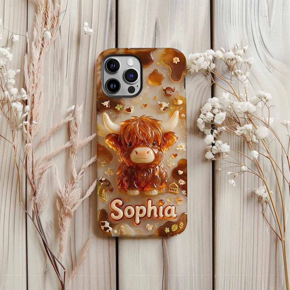 Highland Cow 3D Jelly Effect - Personalized Highland Cow Full Print Phone Case