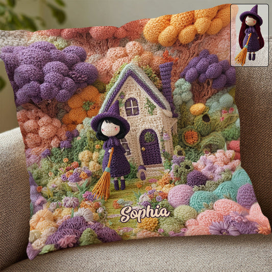 Tiny Witch - Personalized Witch Throw Pillow