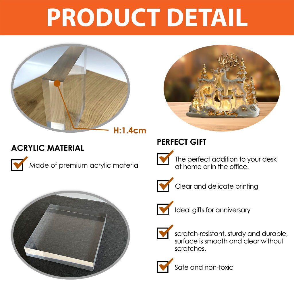 Family Will Always Connected By Heart - Personalized Family Custom Shaped Acrylic Plaque