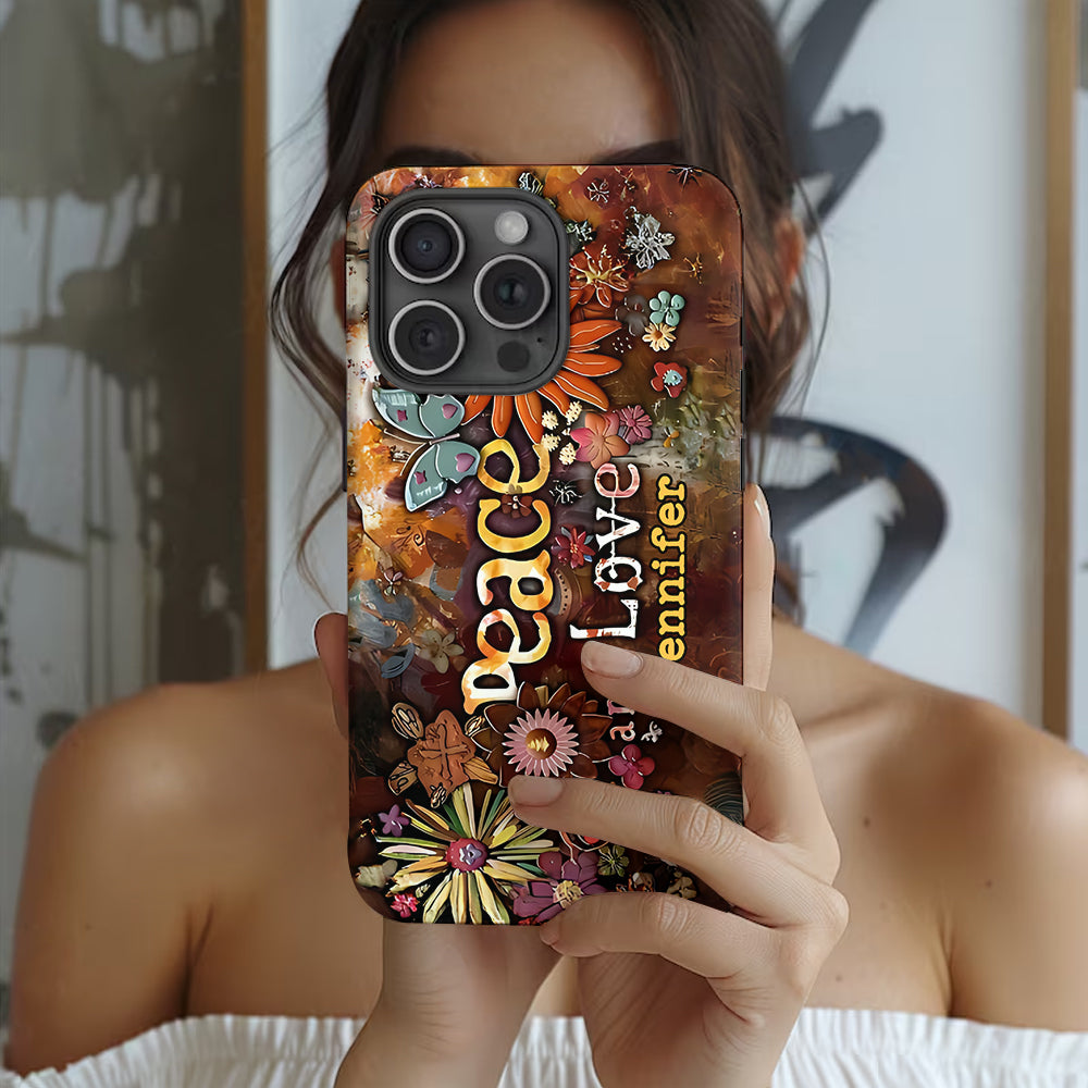 Peace And Love - Personalized Hippie Full Print Phone Case