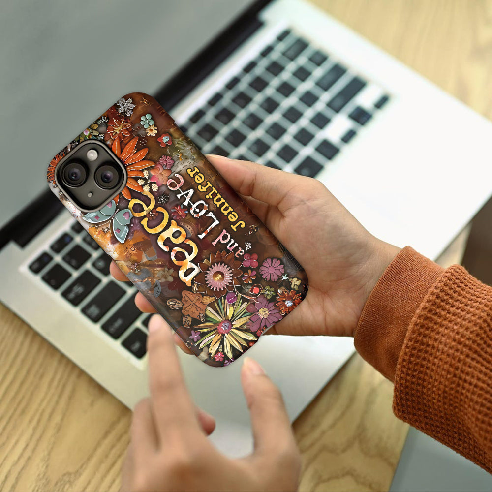 Peace And Love - Personalized Hippie Full Print Phone Case