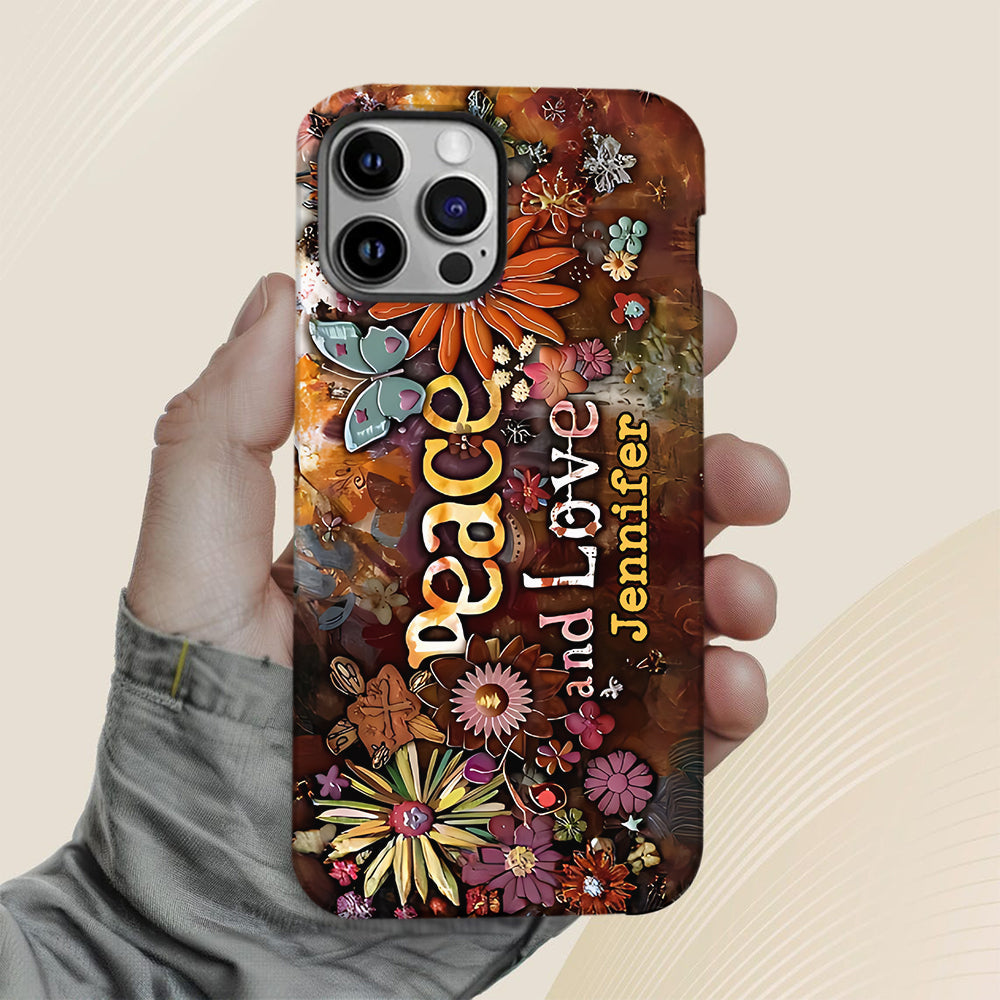 Peace And Love - Personalized Hippie Full Print Phone Case