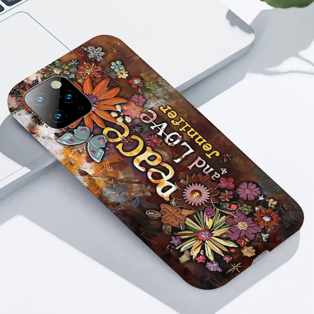 Peace And Love - Personalized Hippie Full Print Phone Case