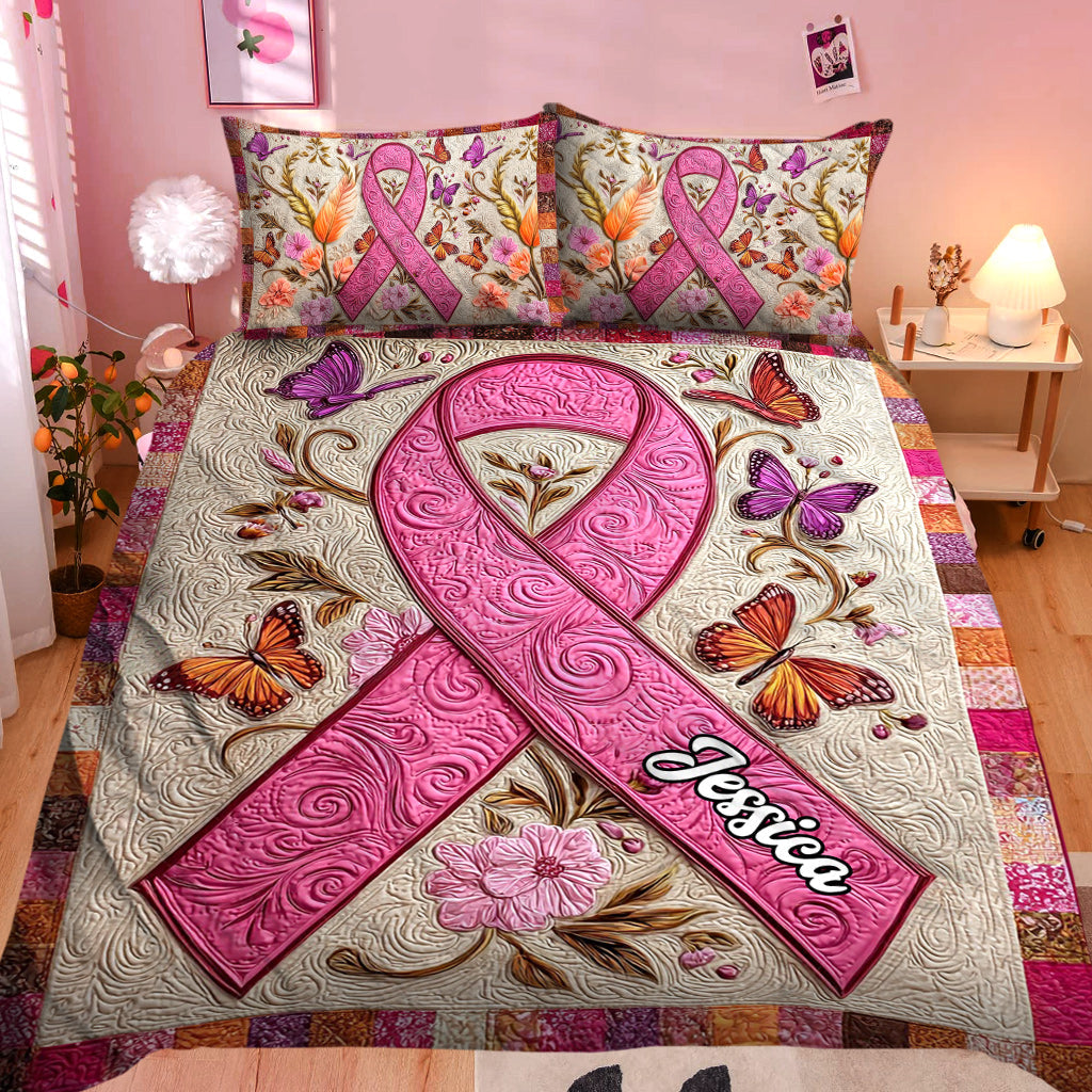 Faith Hope Love - Personalized Breast Cancer Awareness Quilt Set