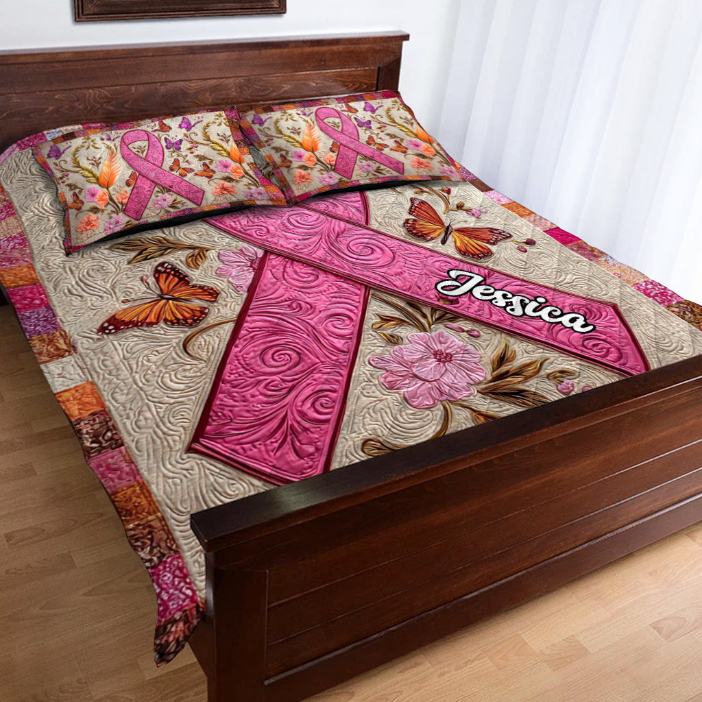 Faith Hope Love - Personalized Breast Cancer Awareness Quilt Set