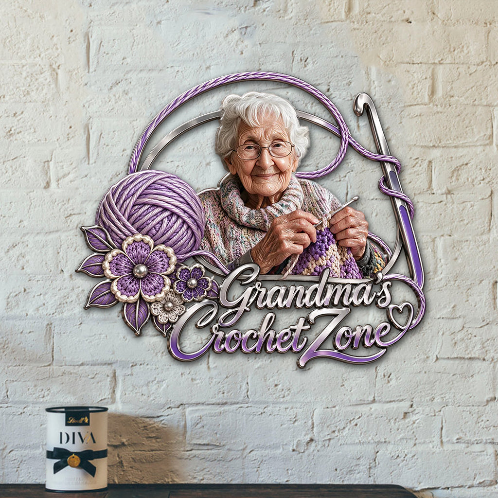 Crochet Lover Gift - Personalized Crocheting 3D Printed Cut Metal Sign