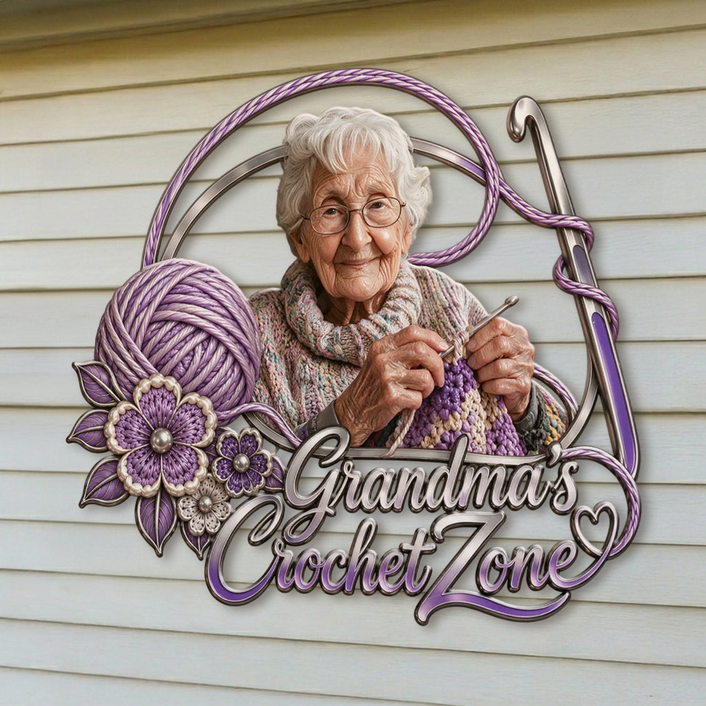 Crochet Lover Gift - Personalized Crocheting 3D Printed Cut Metal Sign