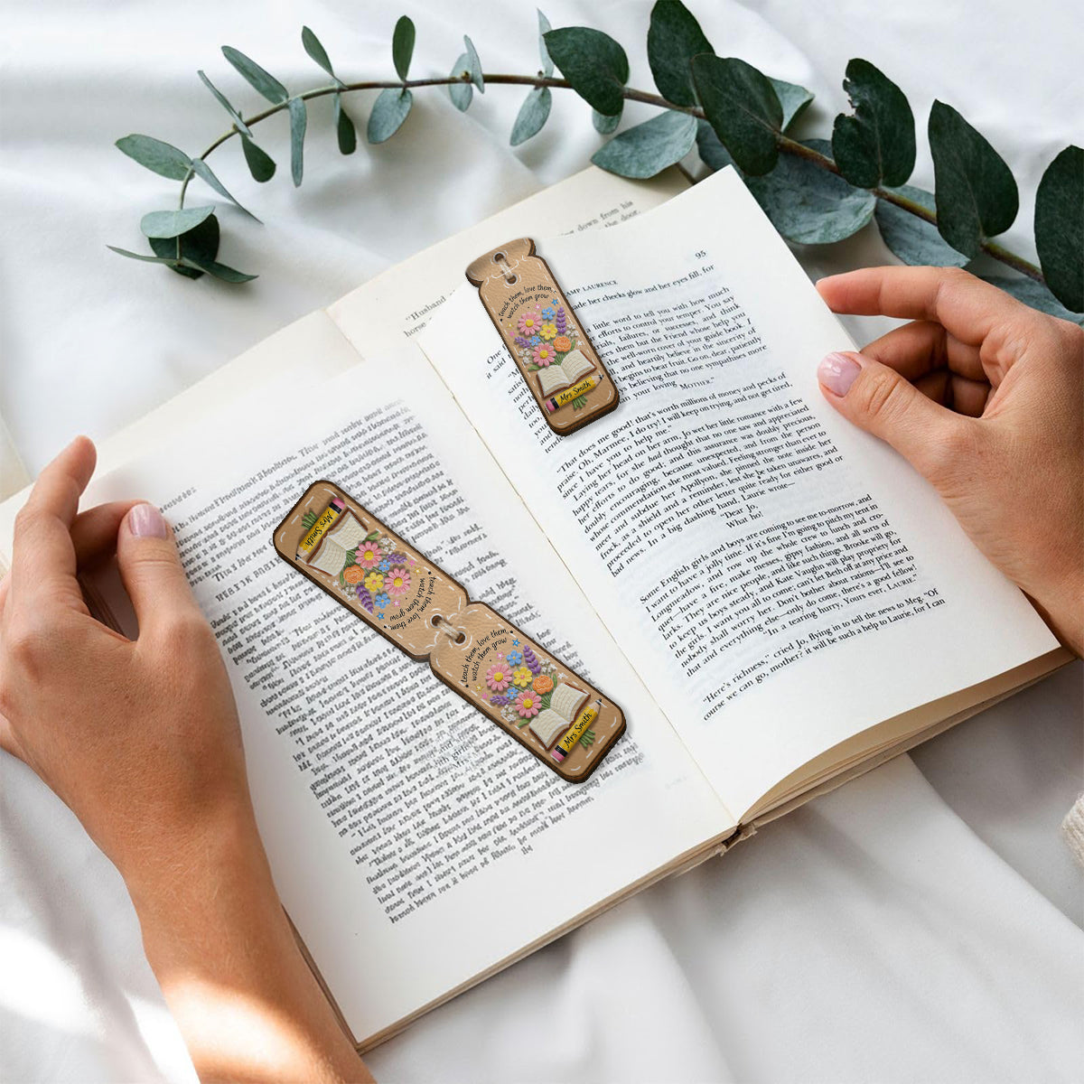 Teacher Gifts Boho Kraft - Personalized Teacher Shaped Magnetic Bookmark