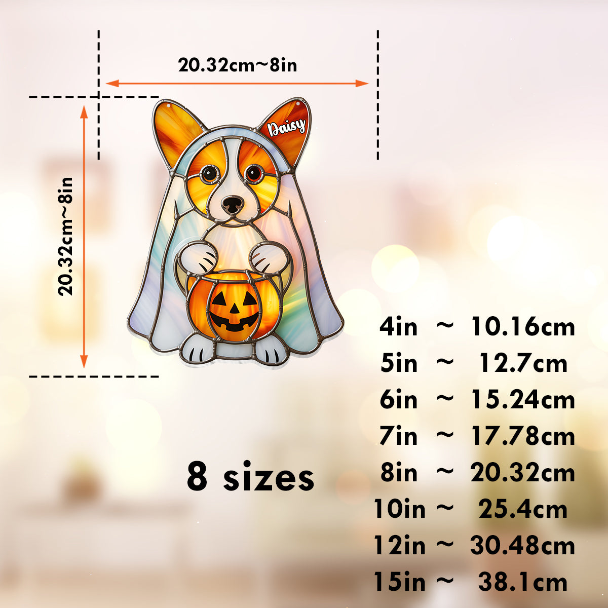 Hello Fall - Personalized Dog Window Hanging Suncatcher Ornament