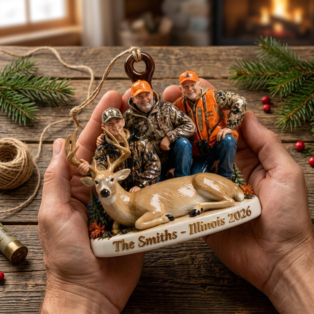 Custom From Any Photo - Personalized Hunting Premium 3D Ornament