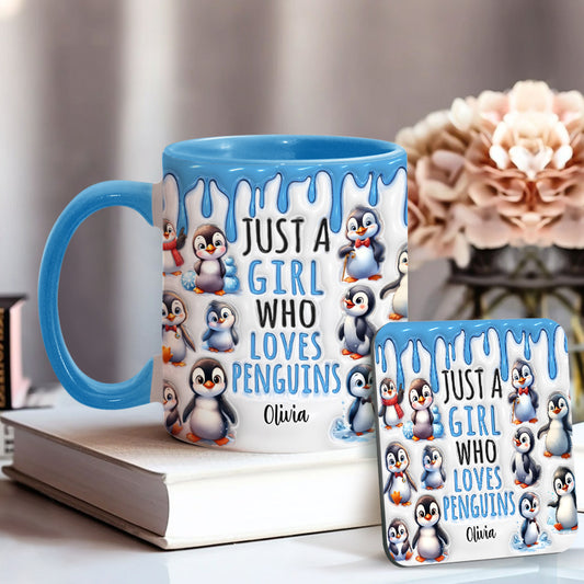 Just A Girl Who Loves Penguins - Personalized Accent Mug