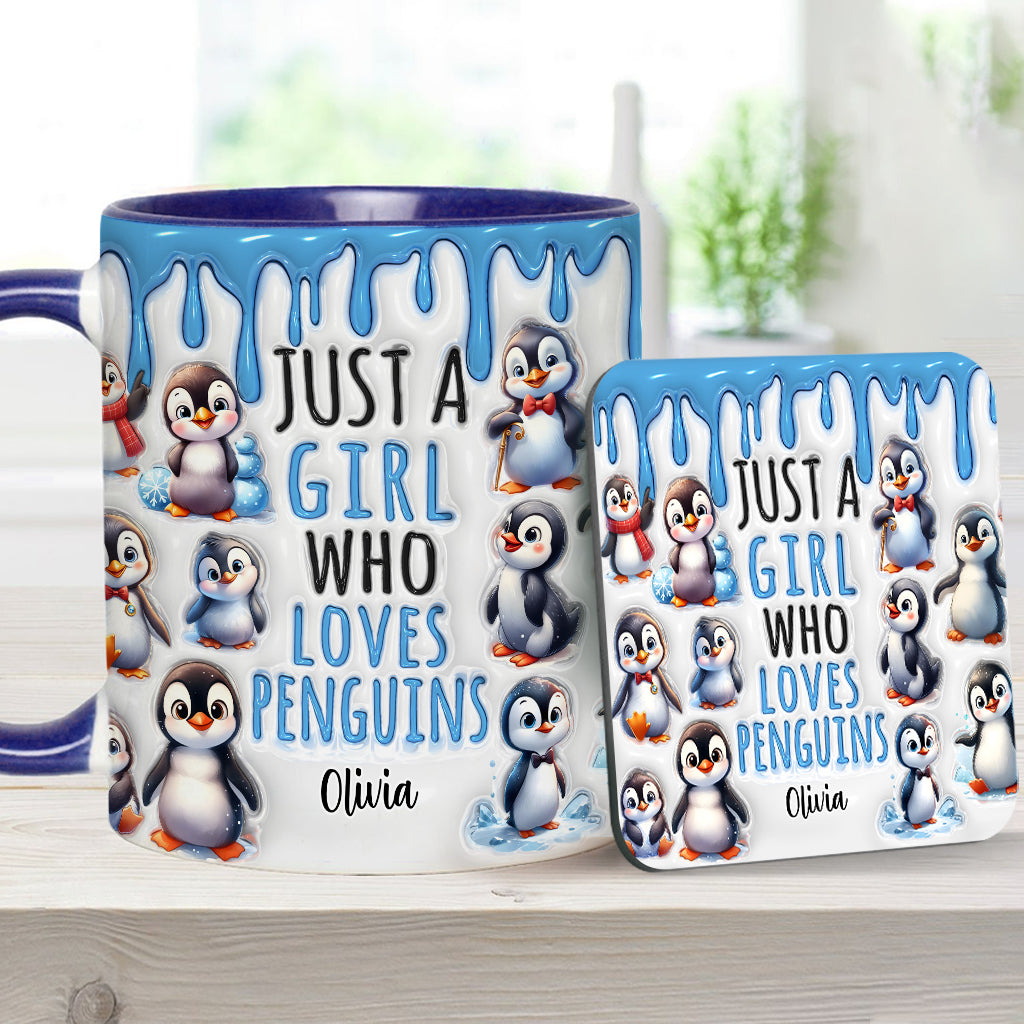 Just A Girl Who Loves Penguins - Personalized Accent Mug