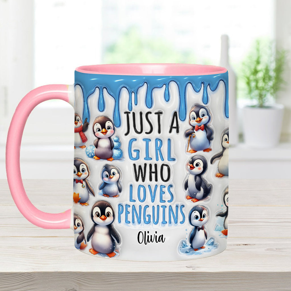 Just A Girl Who Loves Penguins - Personalized Accent Mug