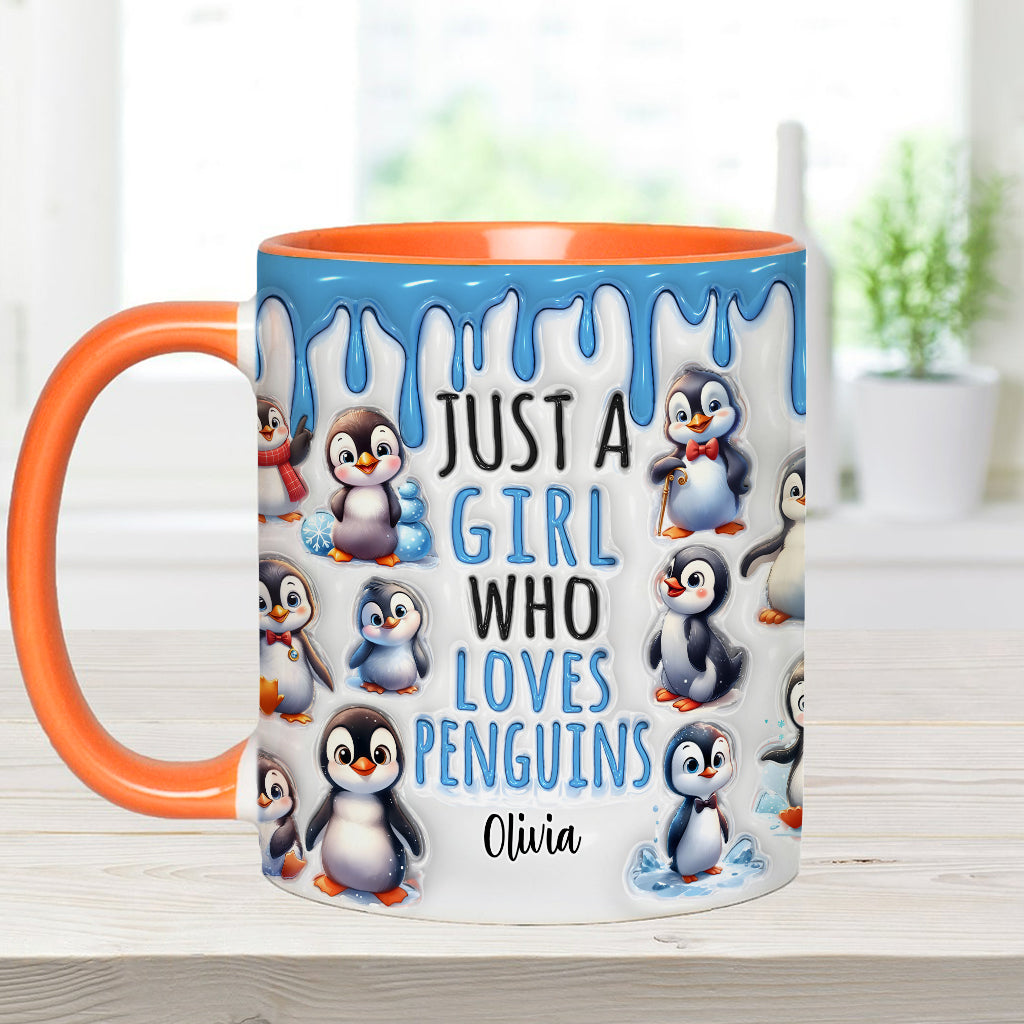 Just A Girl Who Loves Penguins - Personalized Accent Mug