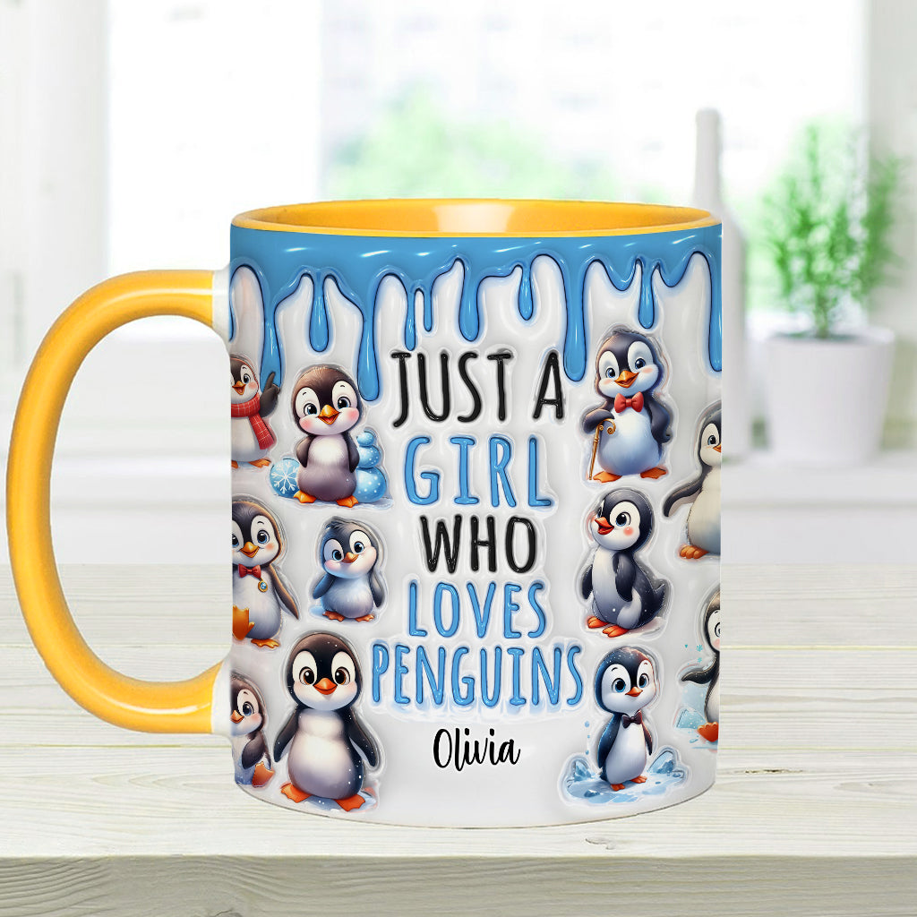 Just A Girl Who Loves Penguins - Personalized Accent Mug