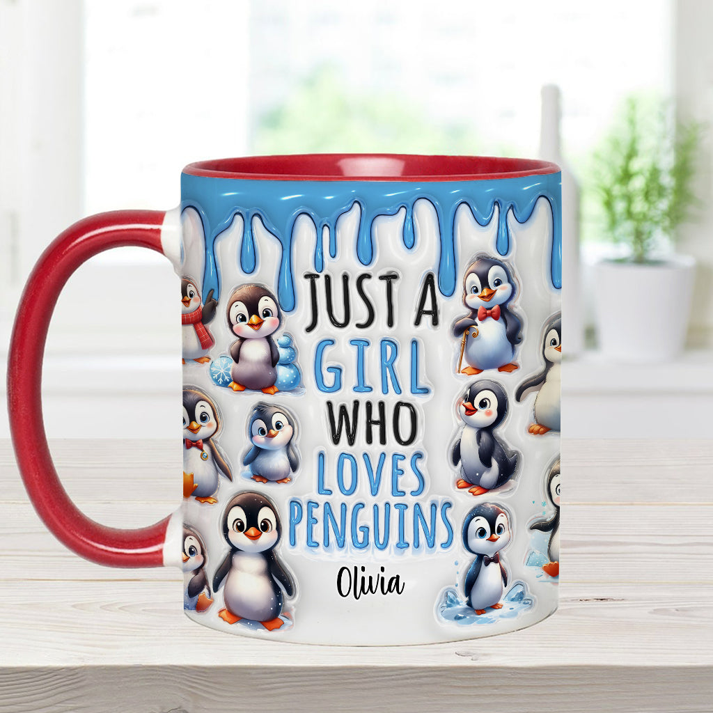 Just A Girl Who Loves Penguins - Personalized Accent Mug