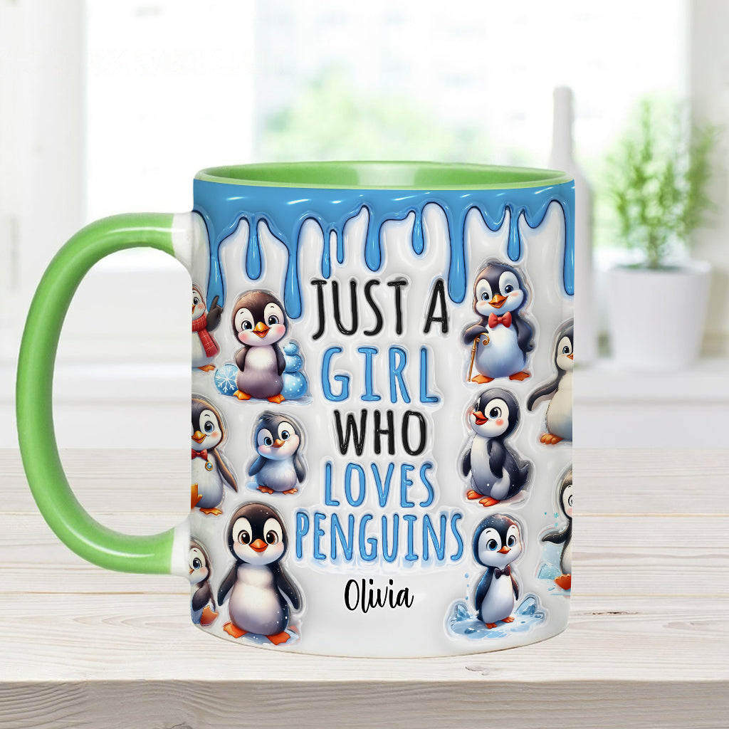 Just A Girl Who Loves Penguins - Personalized Accent Mug
