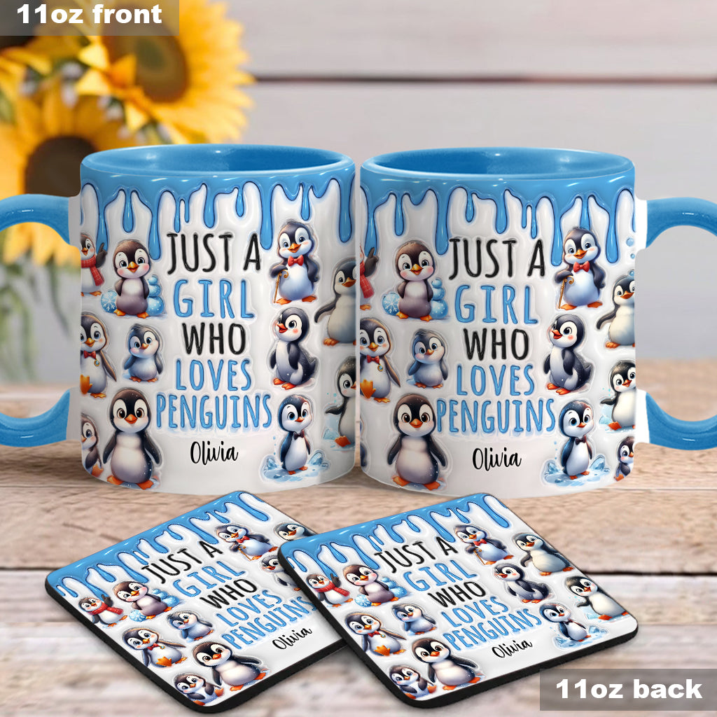 Just A Girl Who Loves Penguins - Personalized Accent Mug