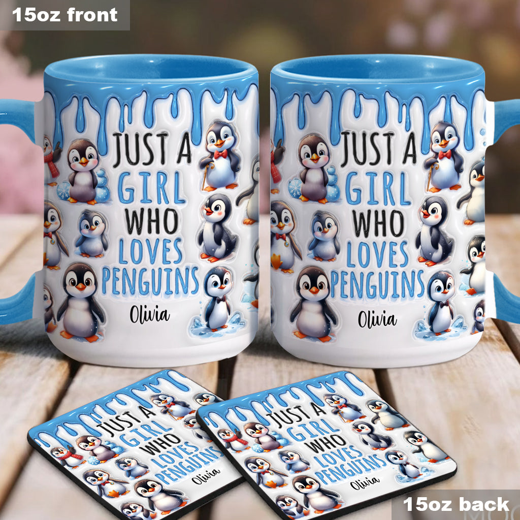 Just A Girl Who Loves Penguins - Personalized Accent Mug