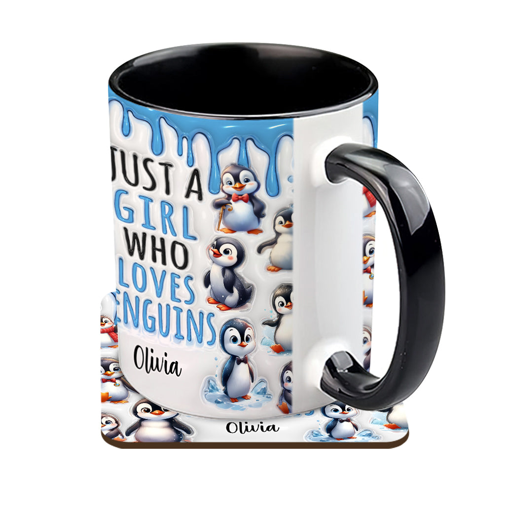 Just A Girl Who Loves Penguins - Personalized Accent Mug