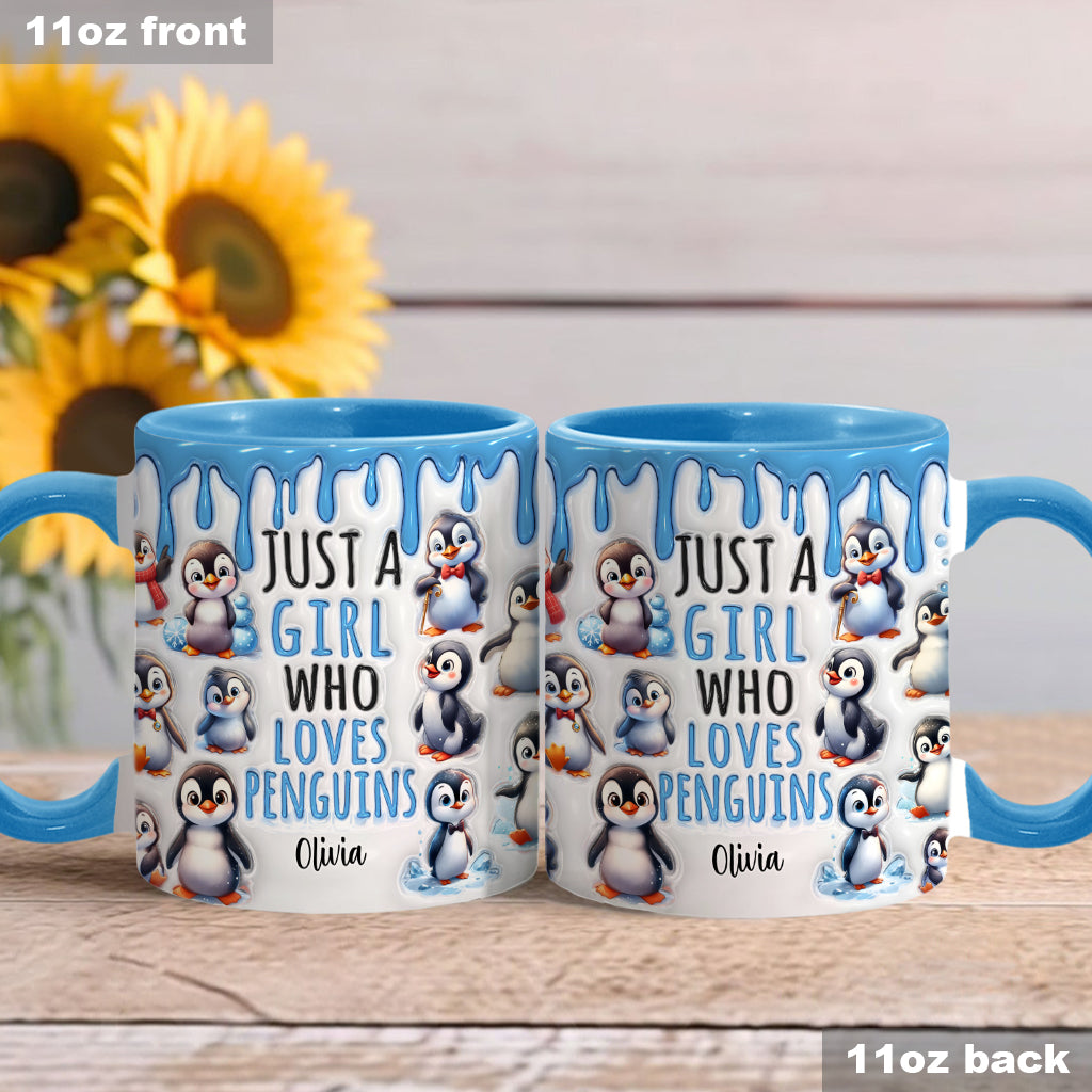 Just A Girl Who Loves Penguins - Personalized Accent Mug