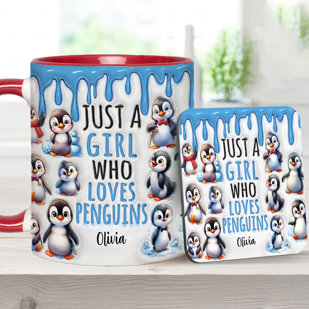 Just A Girl Who Loves Penguins - Personalized Accent Mug