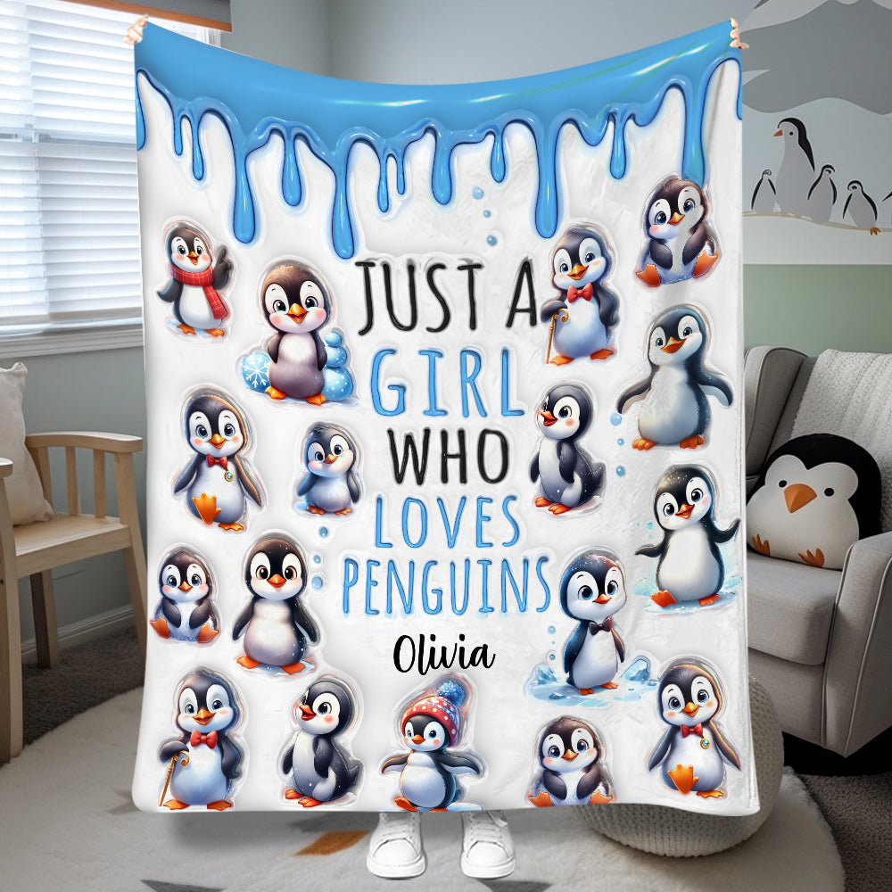 Just A Girl Who Loves Penguins - Personalized Blanket