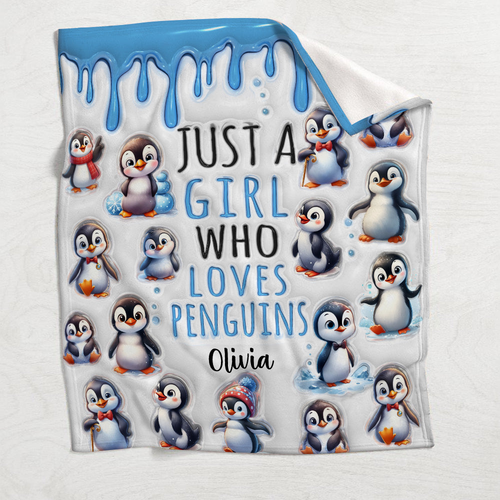 Just A Girl Who Loves Penguins - Personalized Blanket