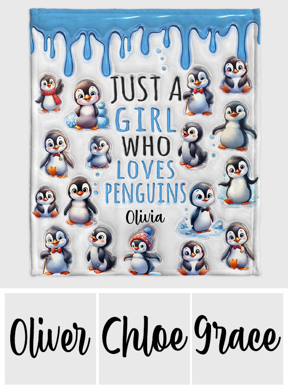 Just A Girl Who Loves Penguins - Personalized Blanket