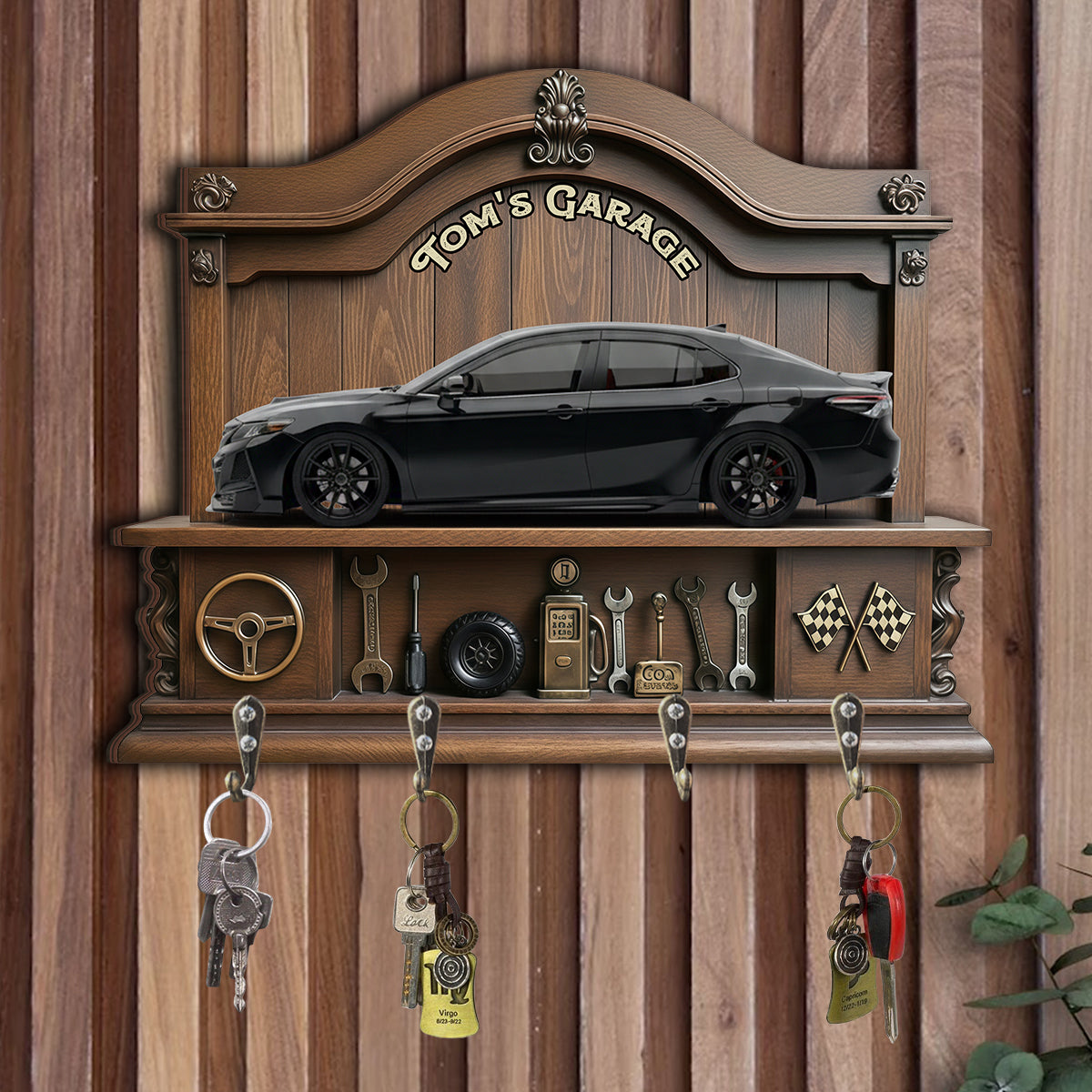 Custom Key Rack From Photo For Your Garage - Personalized Car Lover Custom Shaped Hanging Rack