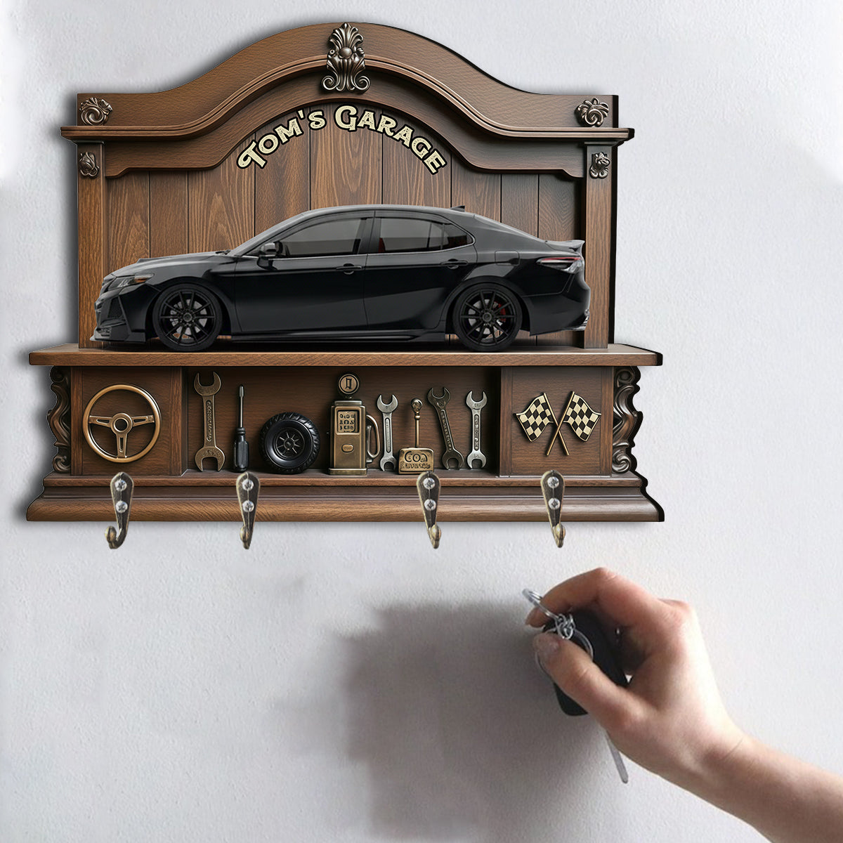 Custom Key Rack From Photo For Your Garage - Personalized Car Lover Custom Shaped Hanging Rack