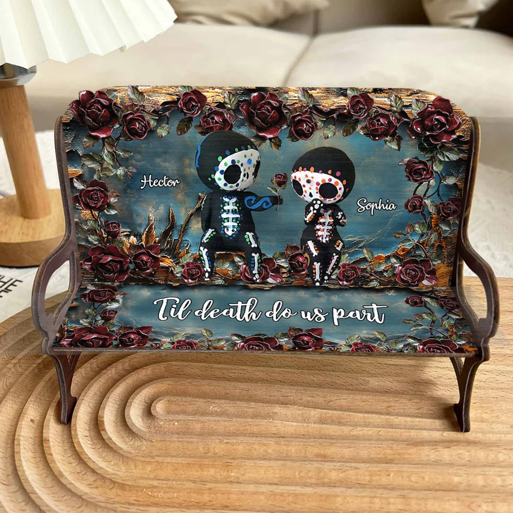 Til Death Do Us Part - Personalized Skull Wooden Bench