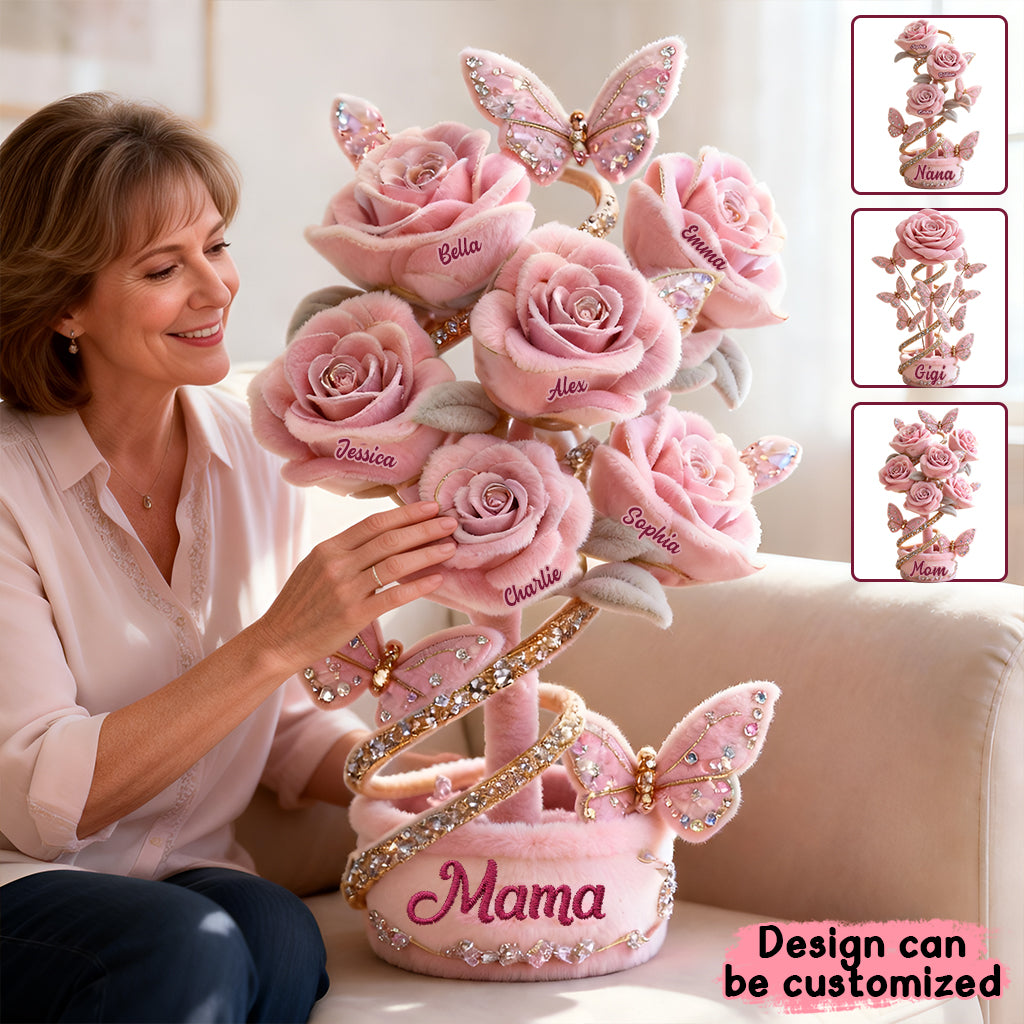 Grandma And Mom's Garden - Personalized Mother Faux Fur Shaped Pillow