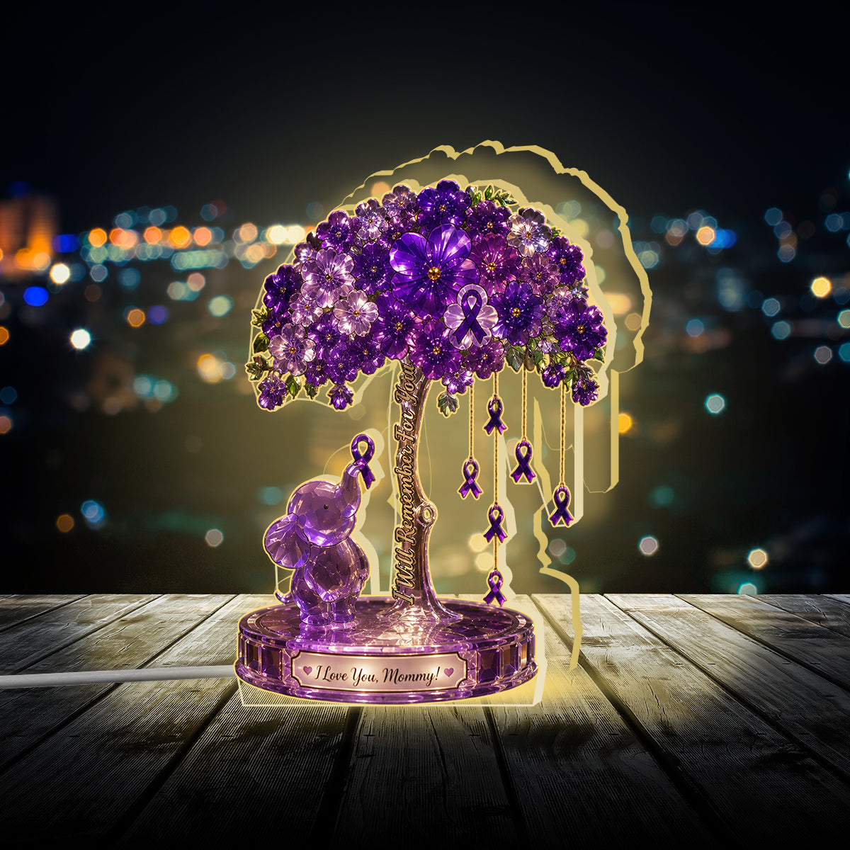 I Will Remember For You - Personalized Alzheimer Awareness Acrylic LED Night Light