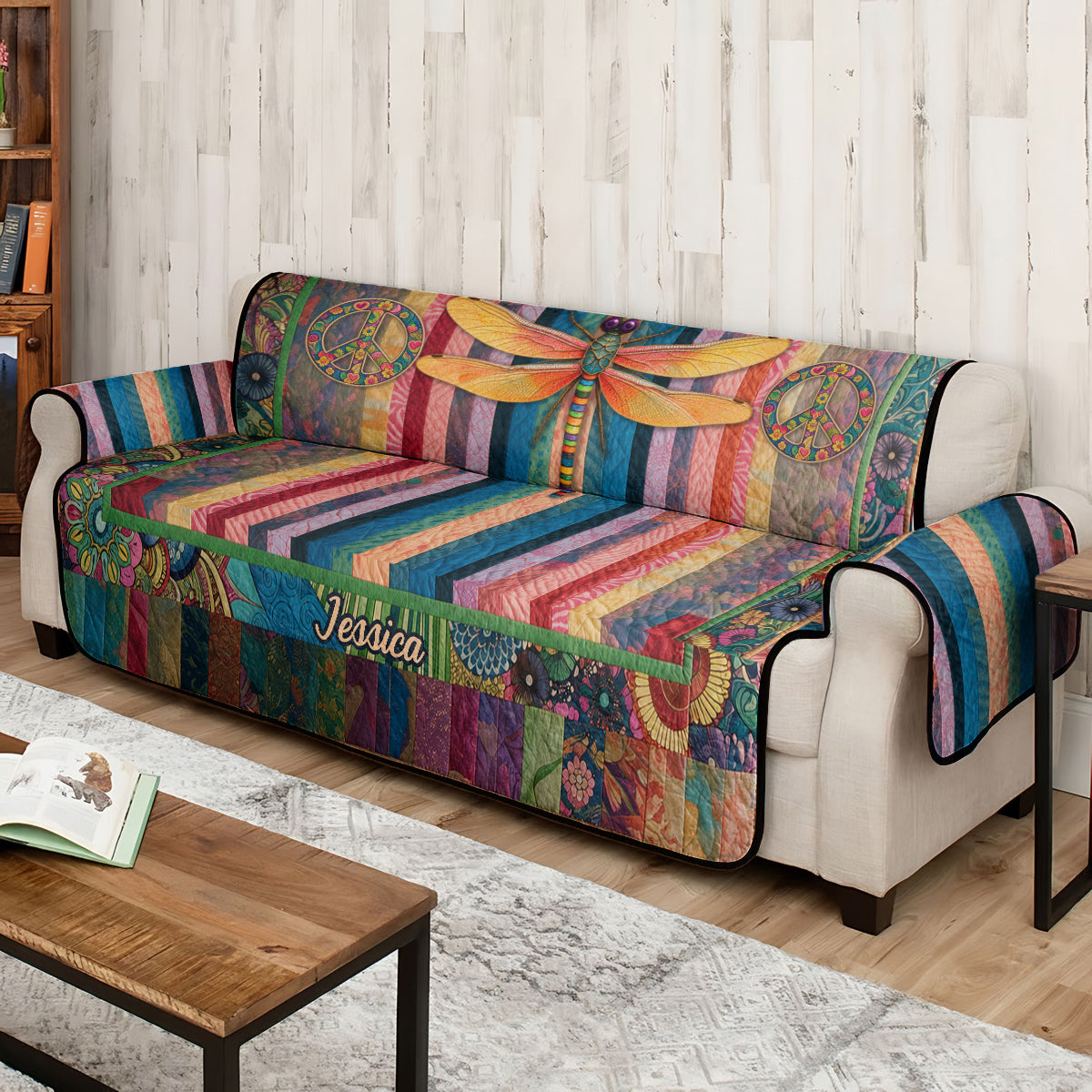 Hippie Souls - Personalized Hippie Quilted Sofa/Couch Cover