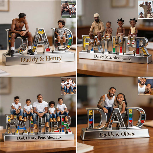 Black Father - Personalized Father Custom Shaped Acrylic Plaque