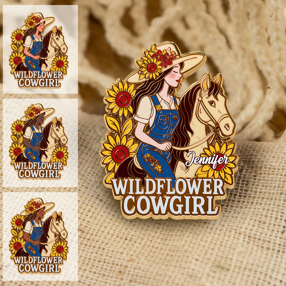 Cowgirl Wildflower - Personalized Cowgirl Pin