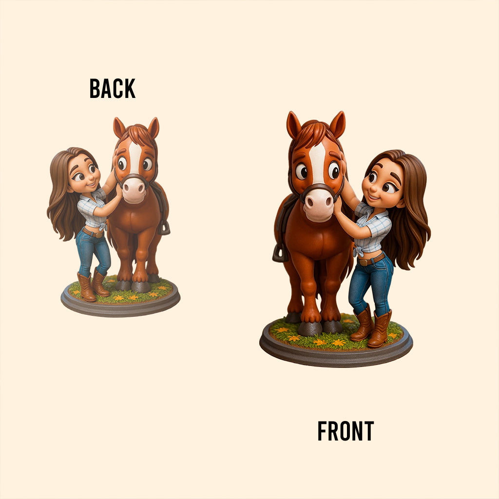 Love Horses Cartoonish Style - Personalized Horse Custom Shaped Acrylic Plaque