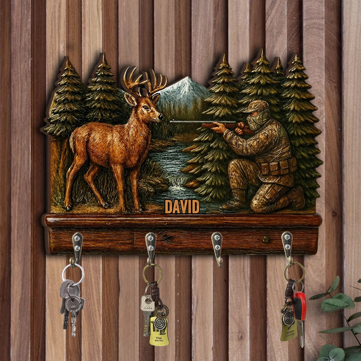 Deer Hunting - Personalized Hunting Custom Shaped Hanging Rack