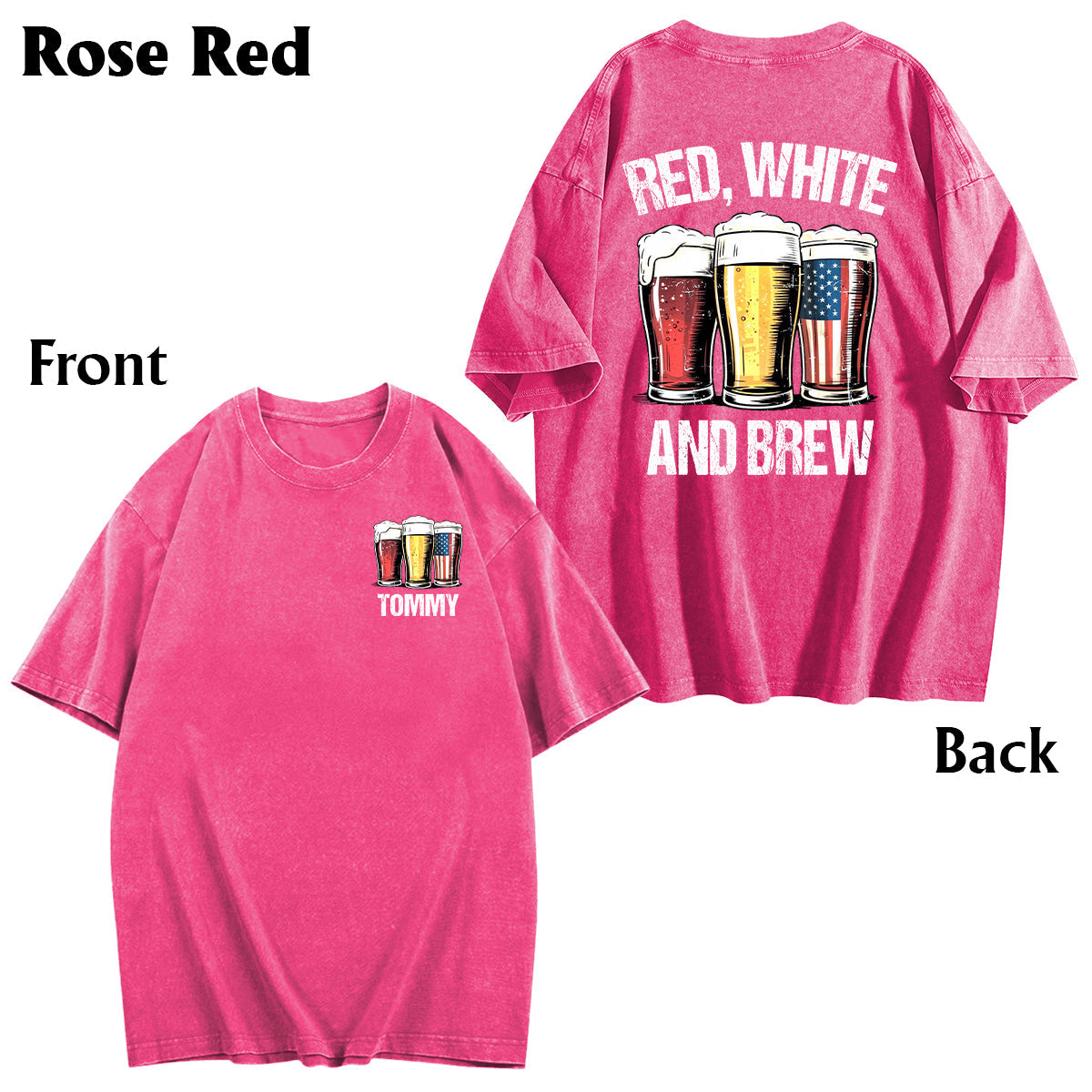 Red, White & Brew - Personalized Beer Wash T-Shirt