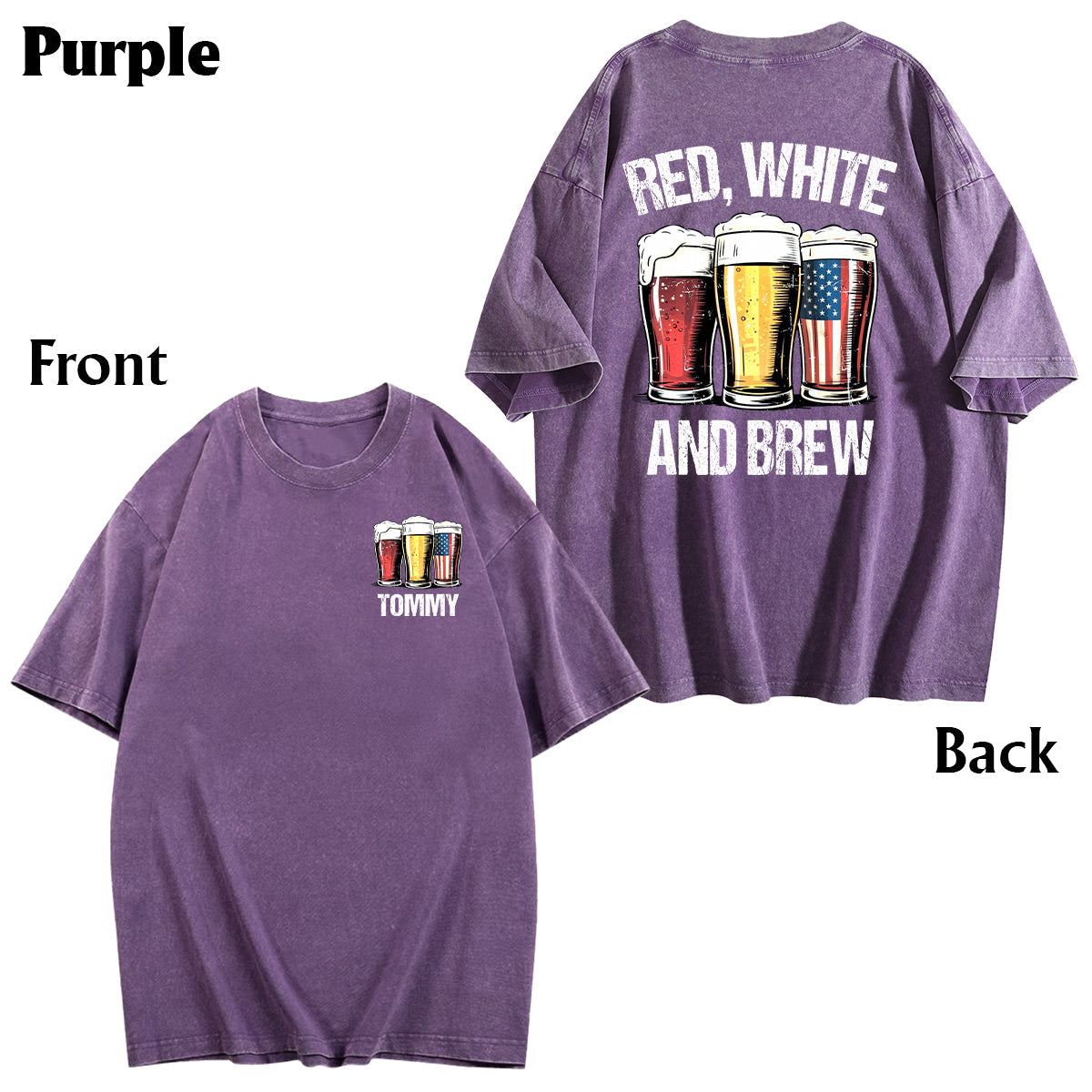 Red, White & Brew - Personalized Beer Wash T-Shirt