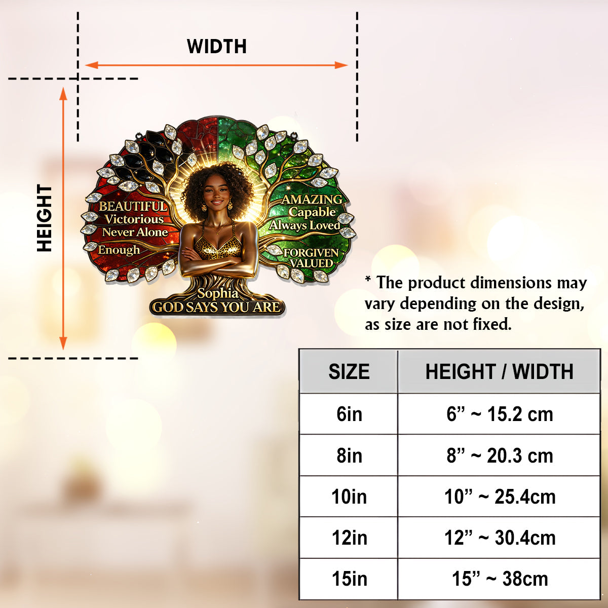 Black Woman Pride, God Says You Are - Personalized African American Window Hanging Suncatcher Ornament